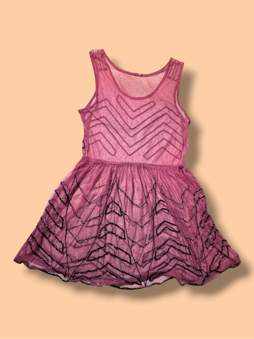 Irregular Free People Sheer Sequined Burgundy Tunic Dress. Size XS - Picture 3 of 10